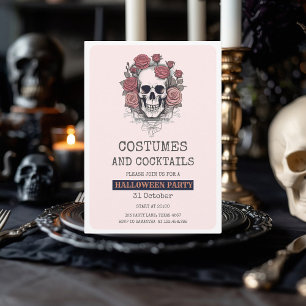 Pink Skull Scary Halloween Party Invitation