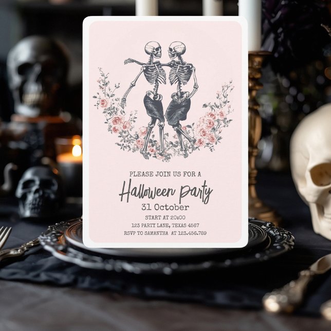 Pink Skull Scary Halloween Party Invitation (Creator Uploaded)
