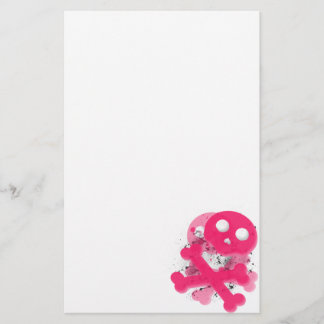Pink skull stationary paper