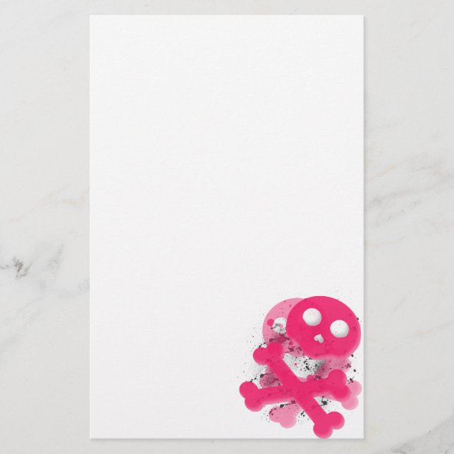 Pink skull stationary paper (Front)