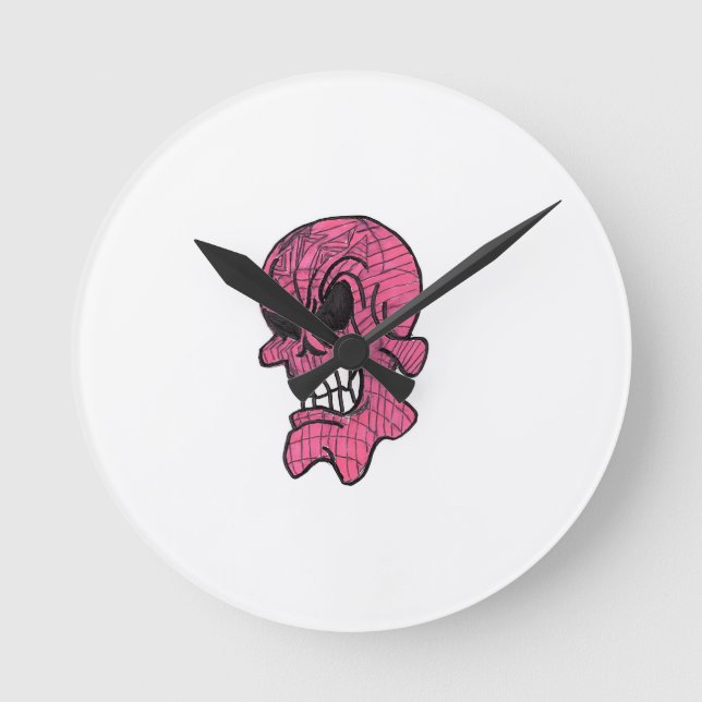 Pink Skull Wall Clock (Front)