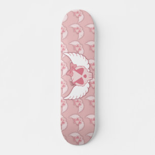 Pink Skull With Wings Skateboard