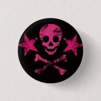 pink-skulls2 3 cm round badge