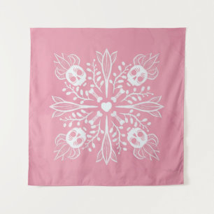 Pink Skulls Pastel Goth Kawaii Cute Horror Tapestry