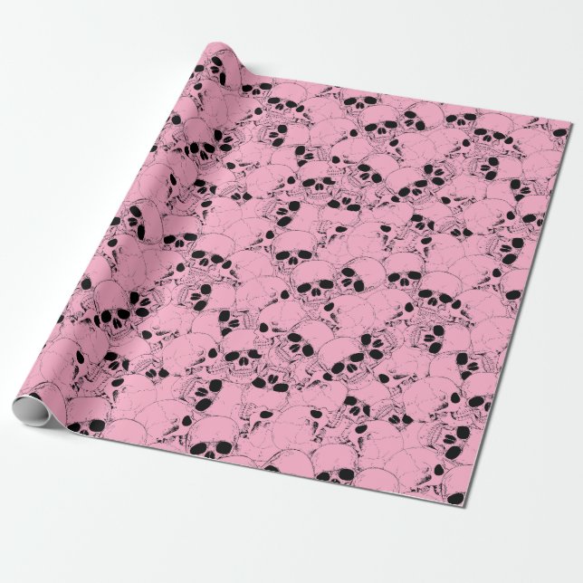 PINK SKULLS WRAPPING PAPER (Unrolled)
