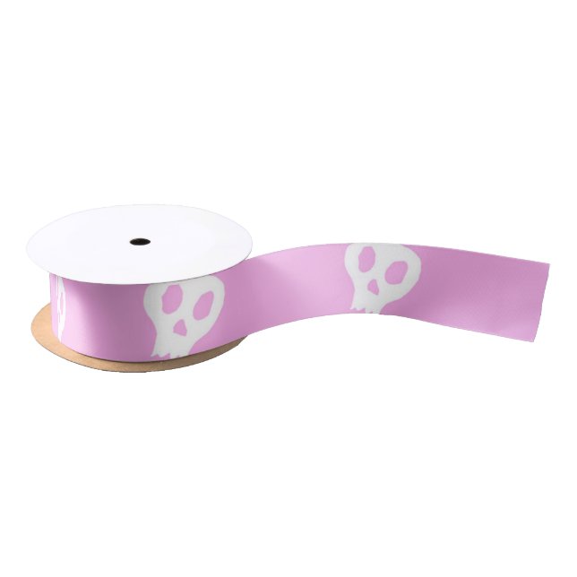 Pink Skully Satin Ribbon (Spool)