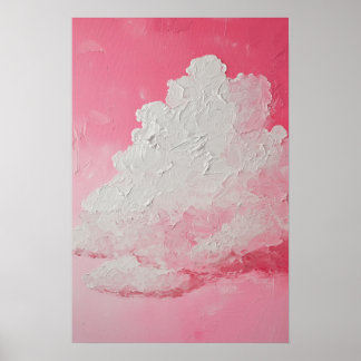 Pink sky and white clouds poster
