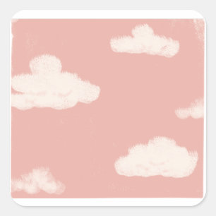 Pink sky Big fluffy clouds Square Sticker