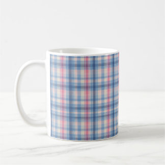 Pink sky blue check pattern mug