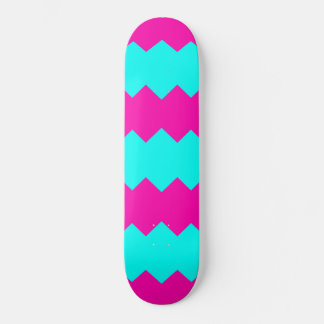 Pink & Sky Blue Zig Zag Stripe Pattern Skateboard