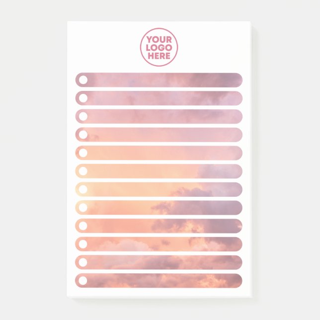 Pink Sky Clouds Stylish Business Logo To Do List Post-it Notes (Front)