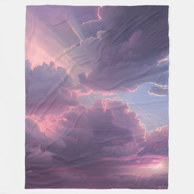 Pink Sky Drama Fleece Blanket (Front)