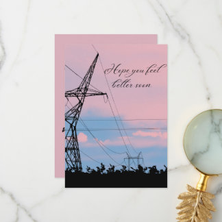 PINK SKY ,Get Well Soon  Thank You Card