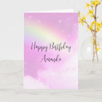 Pink Sky with Lemon Yellow Rainbow Birthday