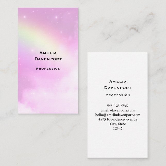 Pink Sky with Lemon Yellow Rainbow Business Card (Front/Back)