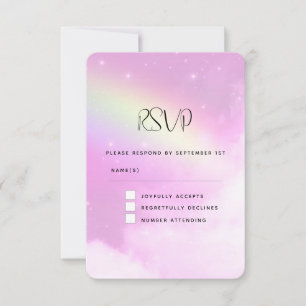Pink Sky with Lemon Yellow Rainbow Wedding RSVP