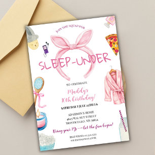 Pink Sleep Under Pajama Slumber Birthday Party Invitation