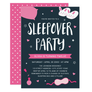 Pink Sleepover Party Birthday Invitation