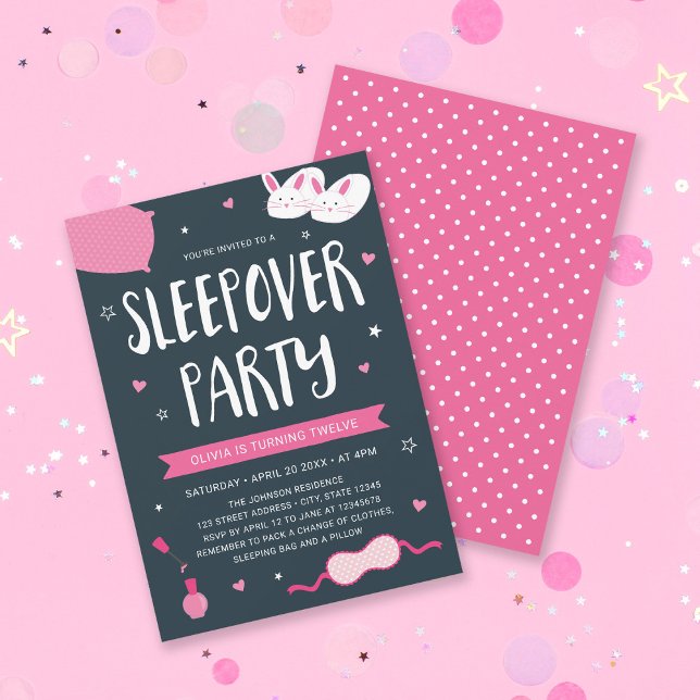 Pink Sleepover Party Birthday Invitation (Creator Uploaded)