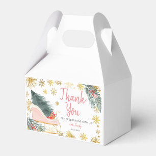 Pink Sleigh Baby Shower Little Bundle of Joy Favour Box
