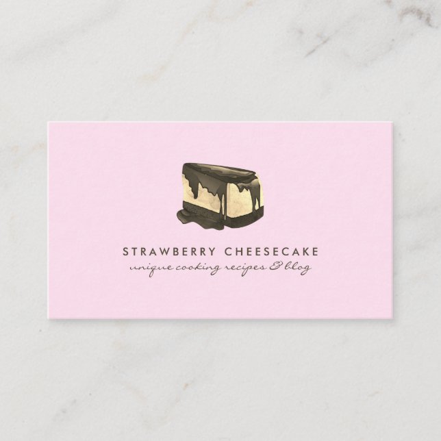 Pink Slice Cheesecake Strawberry Pastry Dessert Business Card (Front)