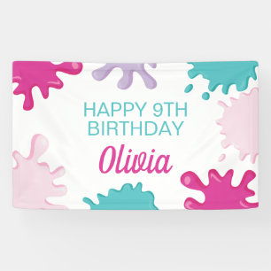 Pink Slime Birthday party Banner