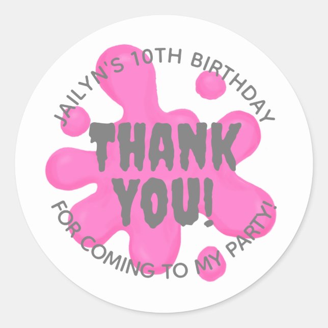 Pink Slime Party Favour Sticker (Front)