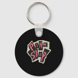 Pink Slip Distressed Grunge Typography Design Key Ring