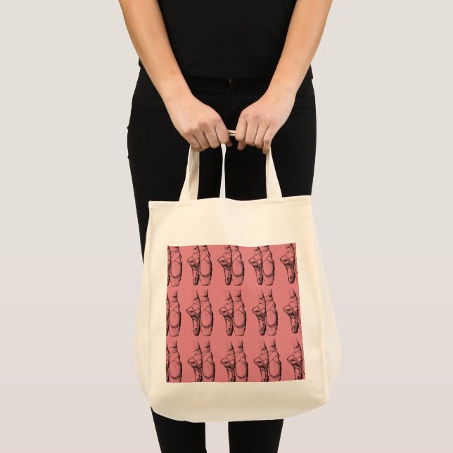 Pink Slippers Ballet Tote Bag (Front (Product))