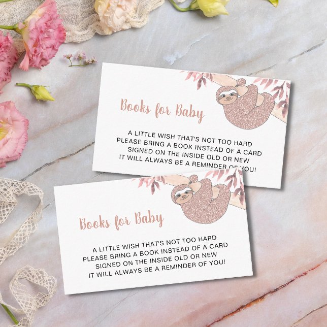 Pink Sloth Baby Shower Books For Baby  Enclosure Card (Creator Uploaded)