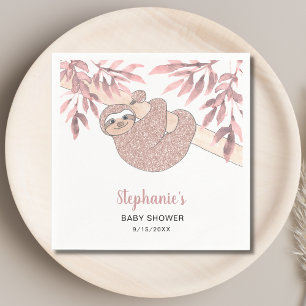Pink Sloth Baby Shower Napkin