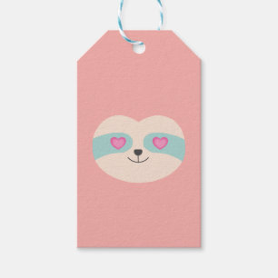 Pink Sloth Cute Cartoon Face Gift Tags