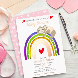 Pink Sloth Rainbow Girl Baby Shower Real Rose Gold