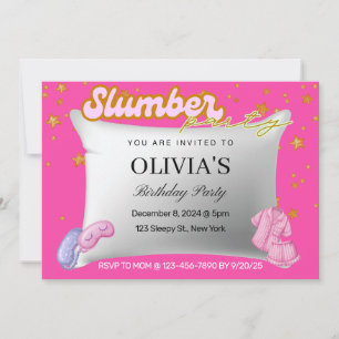 Pink Slumber Party Birthday Party Invitation
