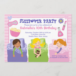 Pink Slumber Party Fun Birthday Invitation