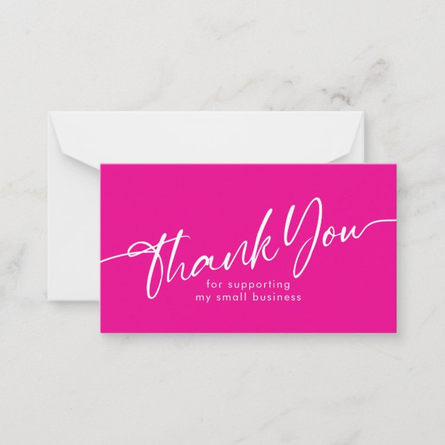 Pink Small Business Thank You For Supporting Card (Front)