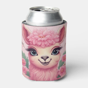 Pink Smiling Baby Lama Can Cooler