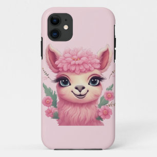 Pink Smiling Baby Lama iPhone 11 Case