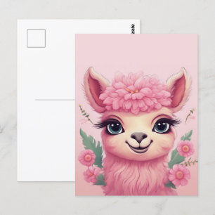 Pink Smiling Baby Lama Postcard
