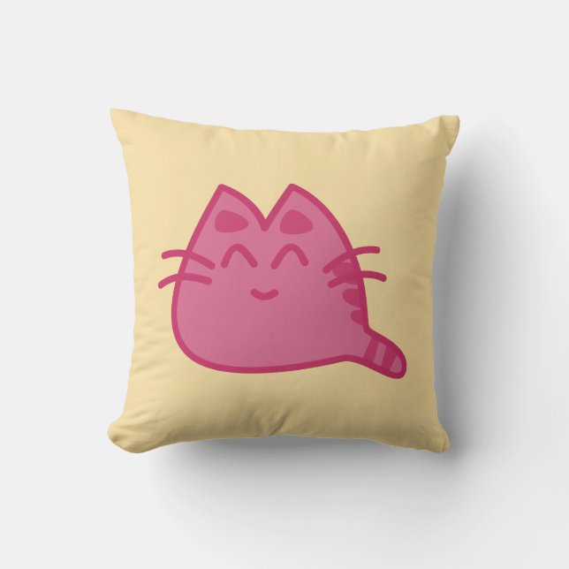 Pink Smiling Kitty Cat Cushion (Front)