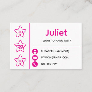 Pink Smiling Starfish Kids Playdate Card
