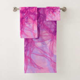 PINK SMOKE - Modern and abstract Fractal Art - Bath Towel Set