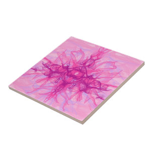 PINK SMOKE - Modern and abstract Fractal Art - Ceramic Tile