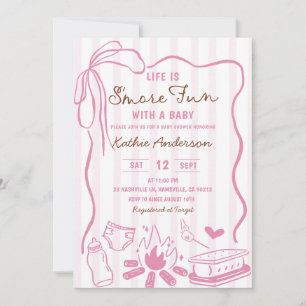 Pink Smore fun with a baby girl baby shower Invitation