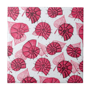 Pink Snails Pattern Girly Zoology Ceramic Tile