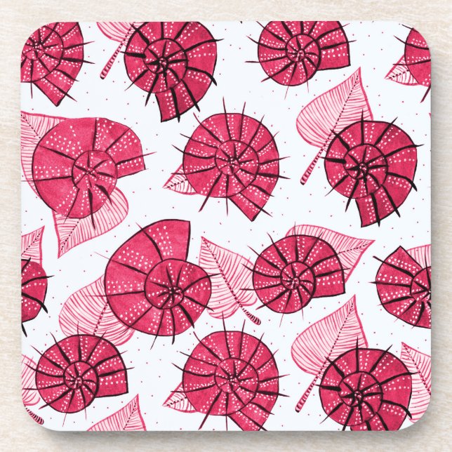 Pink Snails Pattern Girly Zoology Coaster (Front)