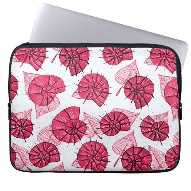 Pink Snails Pattern Girly Zoology Laptop Sleeve (Front)