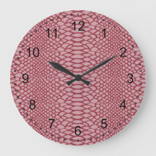 Pink Snake Print Large Clock