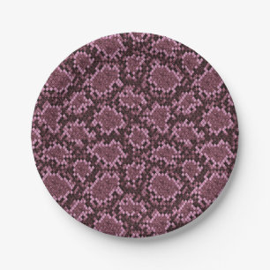 Pink Snake Print Paper Plate