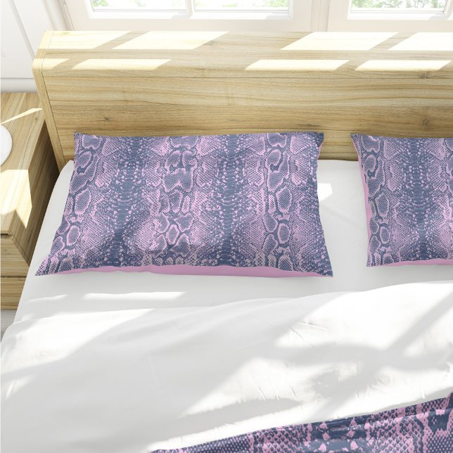 Pink Snake Skin Animal Print Pillowcase (Pink Snakeskin Animal Print Pillow Case by Looly Elzayat)